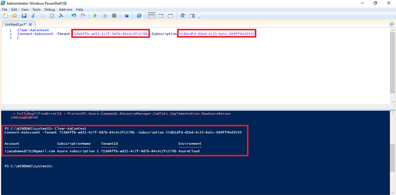 Soulition for New-AzResourceGroup : ‘this.Client.SubscriptionId’ cannot be null